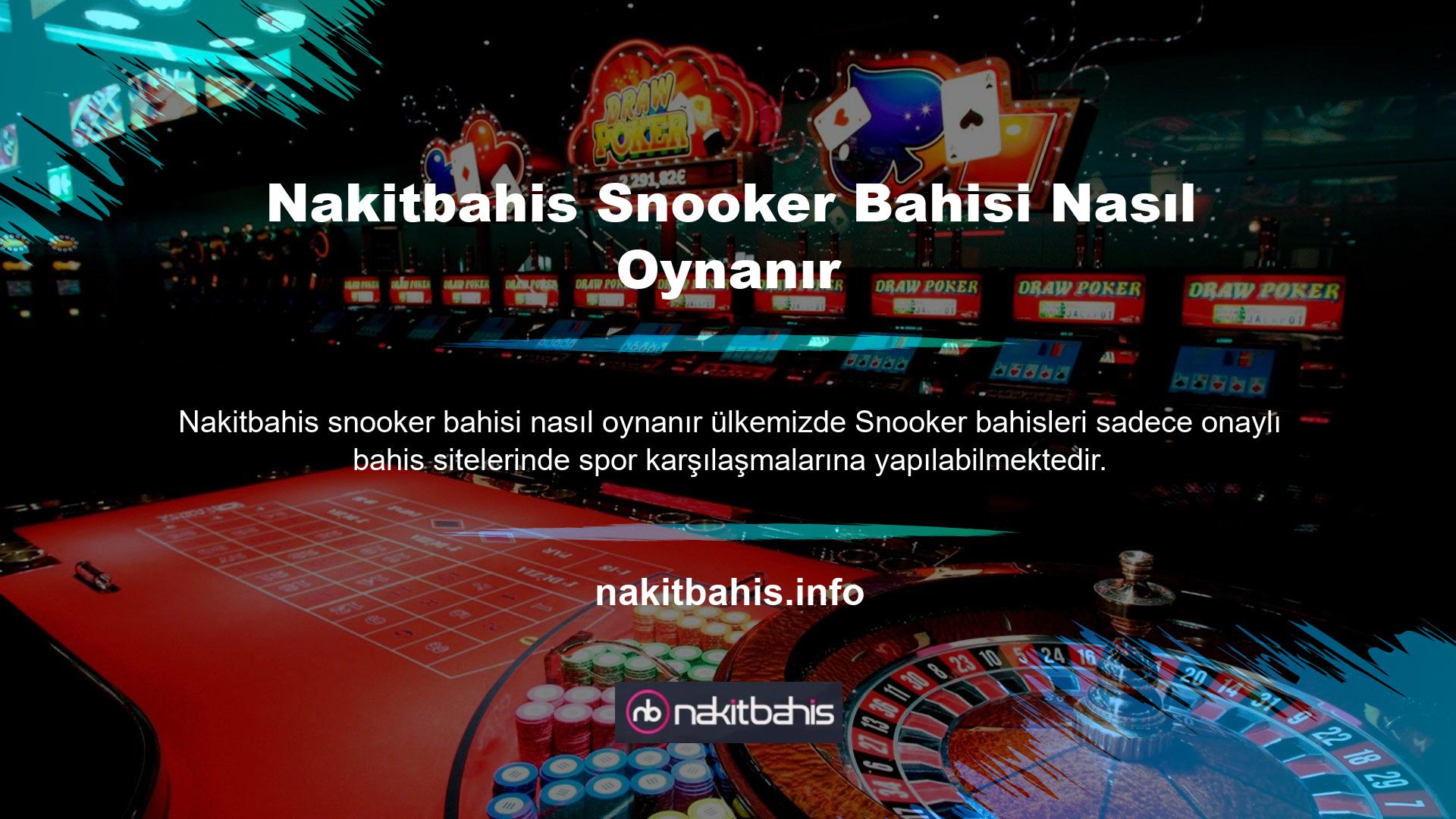 Snooker bahisleri tüm yasal casino sitelerinde mevcuttur